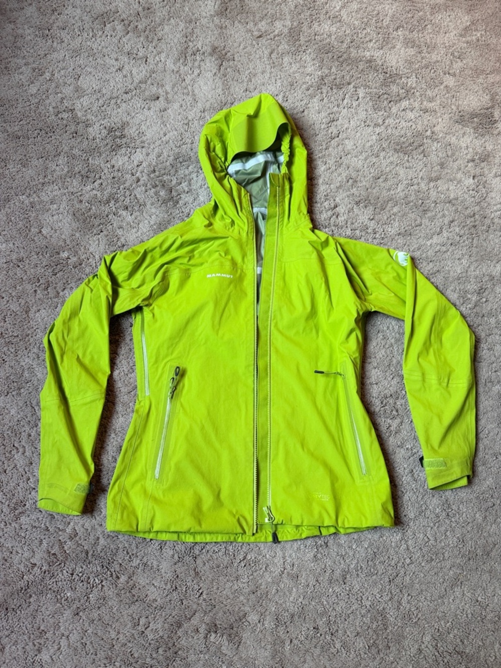 Mammut Women's Neon Lime Hooded rain Jacket